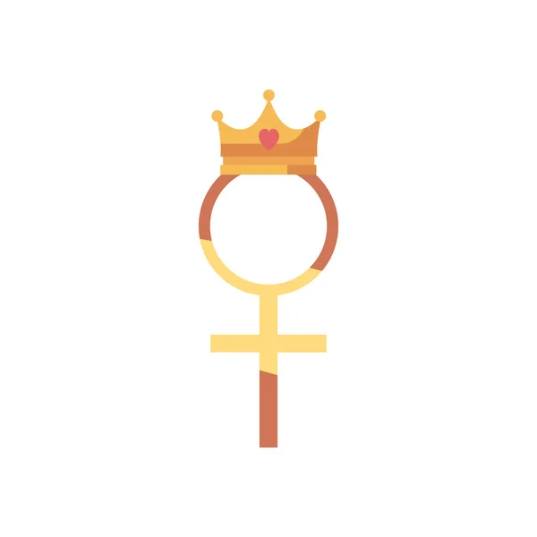 Isolated female gender with crown fill style icon vector design — Διανυσματικό Αρχείο