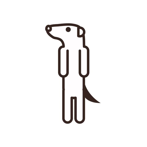Carino disegno vettoriale icona stile linea cartone animato meercat — Vettoriale Stock