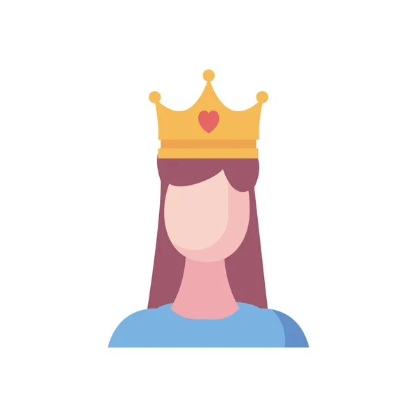 Isolated avatar woman with crown fill style icon vector design — Διανυσματικό Αρχείο