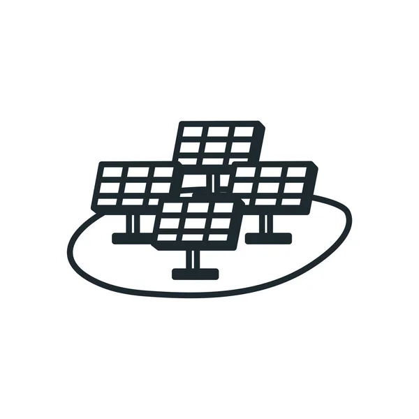 Paneles solares aislados línea estilo icono diseño vectorial — Vector de stock
