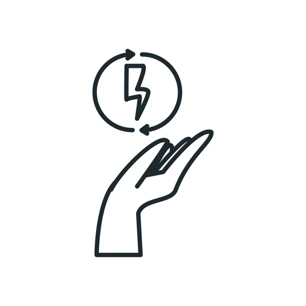 Isolated thunder inside arrows over hand line style icon vector design — Stock vektor