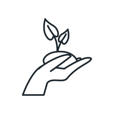 Isolated plant over hand line style icon vector design