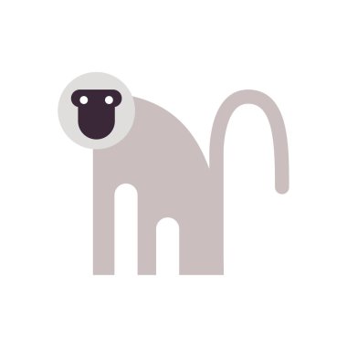 Cute monkey cartoon fill style icon vector design