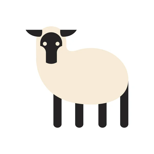 Desenho bonito do vetor do ícone do estilo do enchimento dos desenhos animados das ovelhas — Vetor de Stock