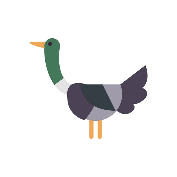 Lindo pato dibujos animados estilo de relleno icono de diseño de vectores — Vector de stock