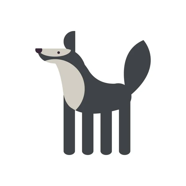 Cute wolf cartoon fill style icon vector design — Wektor stockowy