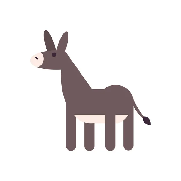 Cute donkey cartoon fill style icon vector design — Stockvektor