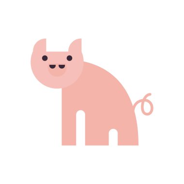 Cute pig cartoon fill style icon vector design