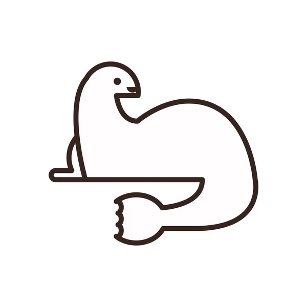 Cute seal cartoon line style icon vector design — ストックベクタ