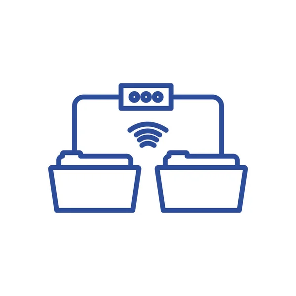 Isolated files and wifi line style icon vector design — Stock Vector