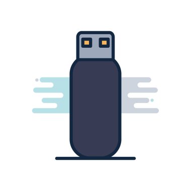 Isolated usb line fill block style icon vector design
