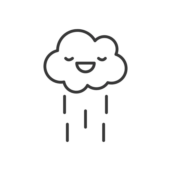Kawaii cloud with rain cartoon line style icon vector design — Stok Vektör