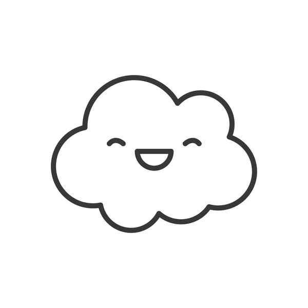 Kawaii cloud cartoon line style icon vector design — Stock Vector