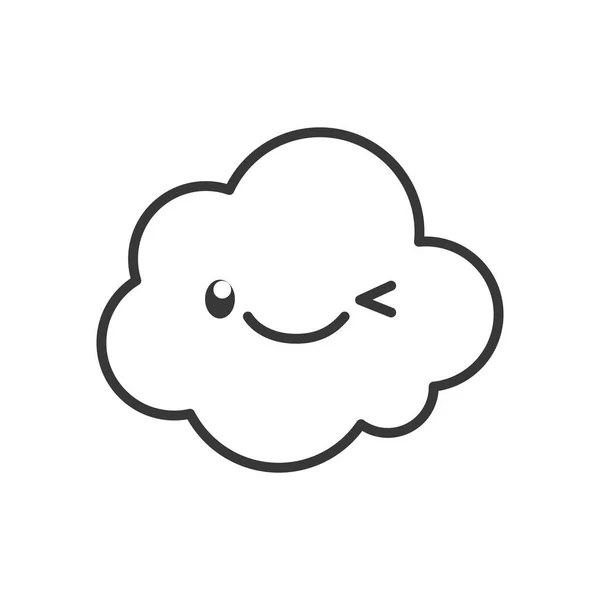 Kawaii cloud cartoon line style icon vector design — Stockvector