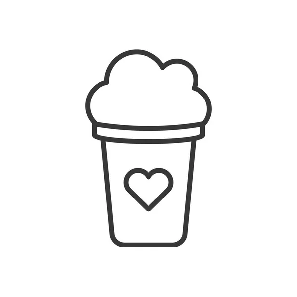 Mug with heart line style icon vector design — Stockvektor