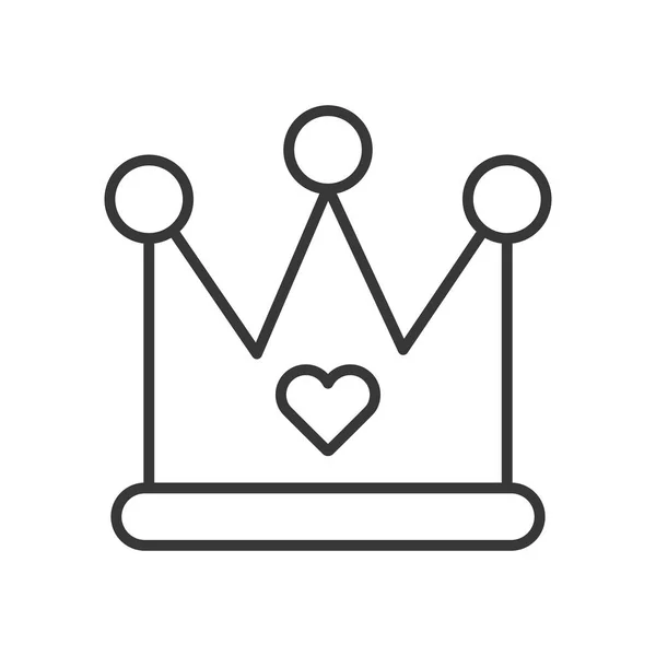 Crown with heart line style icon vector design — Stok Vektör