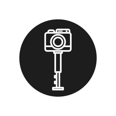 camera over tripod line block style icon vector design