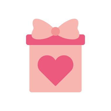 Gift with bowtie and heart flat style icon vector design