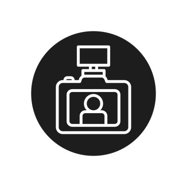 camera device with flash line block style icon vector design