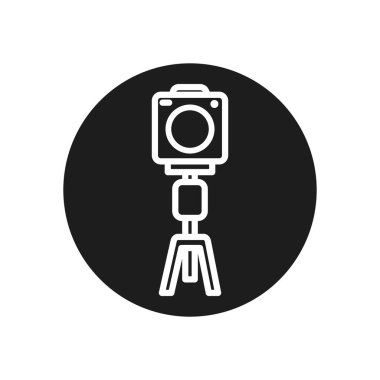 camera over tripod line block style icon vector design