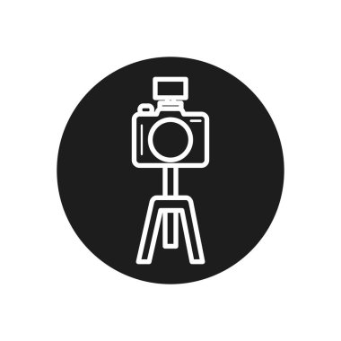 camera over tripod line block style icon vector design