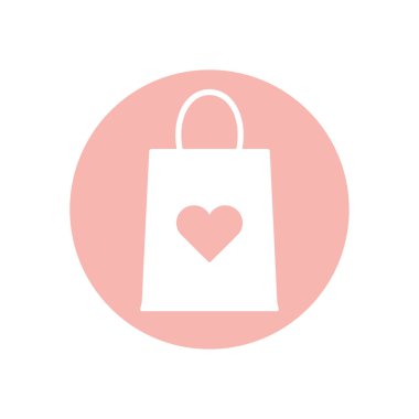 Isolated shopping bag with heart silhouette style icon vector design