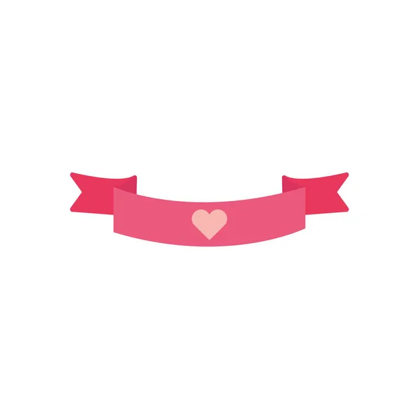 Isolated heart inside ribbon flat style icon vector design — Stockvector