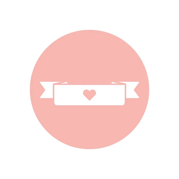 Isolated heart inside ribbon silhouette style icon vector design — Stockvektor