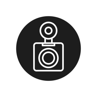 camera device with flash line block style icon vector design