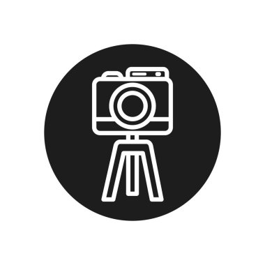 camera over tripod line block style icon vector design