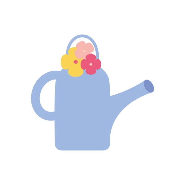 Isolated watering can with flowers flat style icon vector design — 图库矢量图片