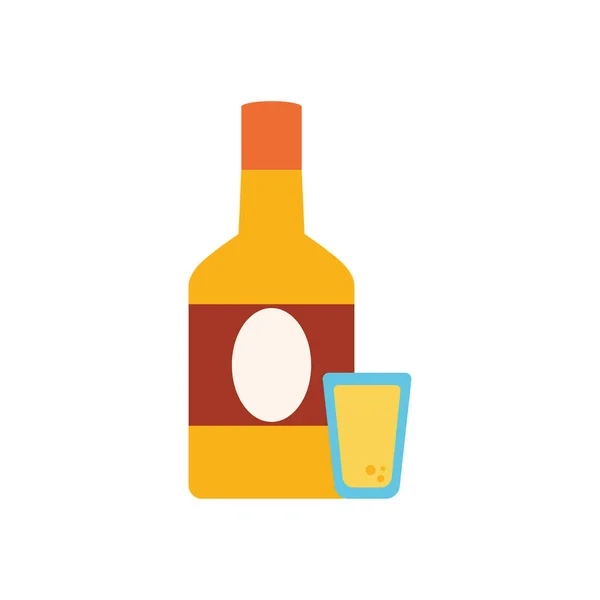 Mexican tequila bottle with shot cup flat style icon vector design — Stock vektor