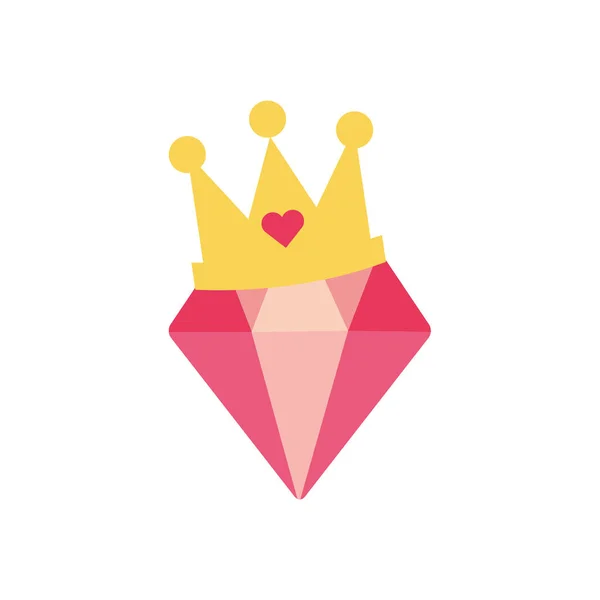 Isolated diamond with crown flat style icon vector design — Stok Vektör
