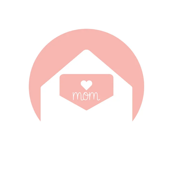 Mom card with heart silhouette style icon vector design — Διανυσματικό Αρχείο