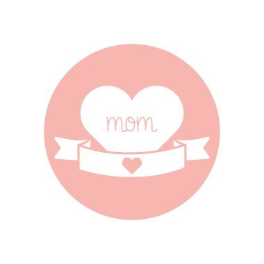 mom heart with ribbon silhouette style icon vector design