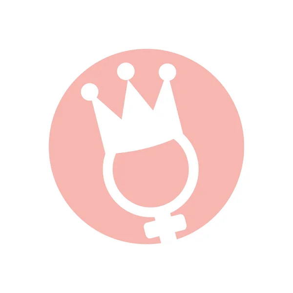 Isolated female gender with crown silhouette style icon vector design — Stockvektor