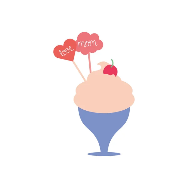 Love mom labels inside ice cream flat style icon vector design — Stockvector