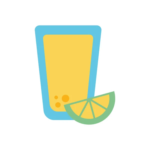 Isolated drink glass with lemon flat style icon vector design — Stock Vector