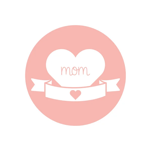 Mom heart with ribbon silhouette style icon vector design — Stock Vector