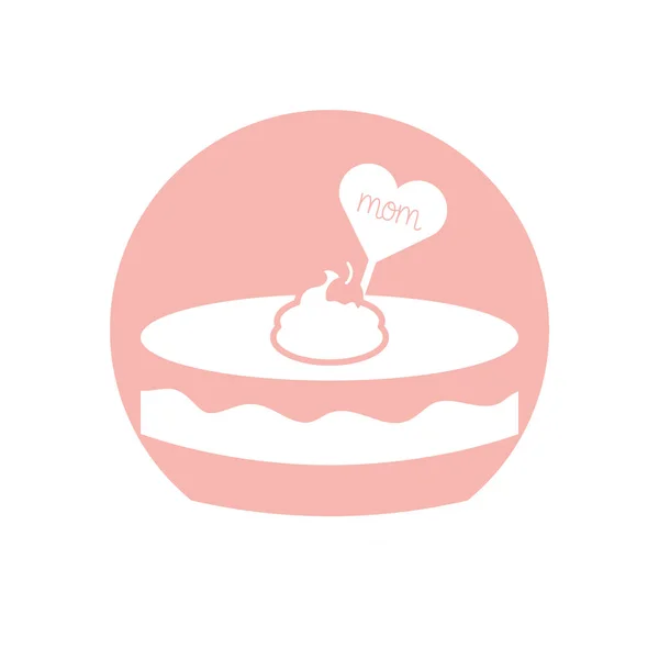 Etiqueta da mãe dentro de design de vetor ícone de estilo silhueta bolo — Vetor de Stock