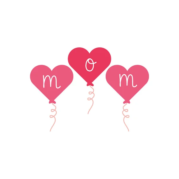 Mom balloons flat style icon vector design — 스톡 벡터