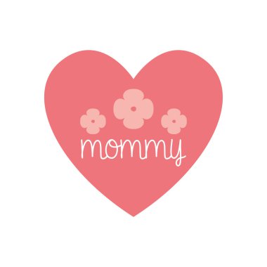 mommy heart with flowers flat style icon vector design