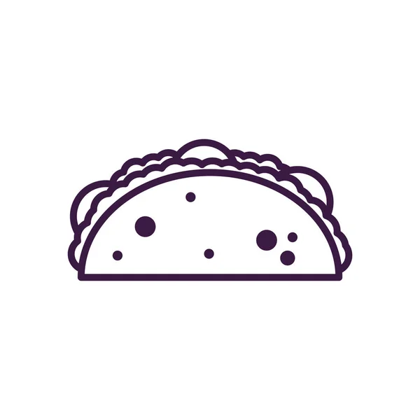 Taco mexicano línea estilo icono vector diseño — Vector de stock