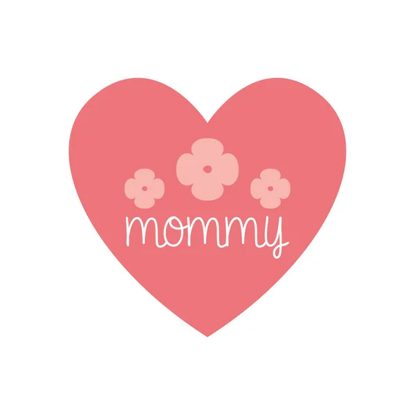 Mommy heart with flowers flat style icon vector design — Διανυσματικό Αρχείο