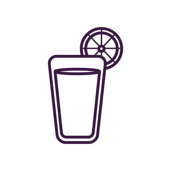 Isolated drink glass with lemon line style icon vector design — Stock vektor
