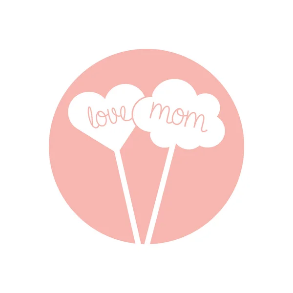 Love mom labels silhouette style icon vector design — 스톡 벡터