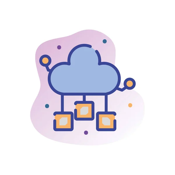 Diseño de vectores de iconos de estilo de bloque de relleno de línea de cloud computing aislado — Vector de stock