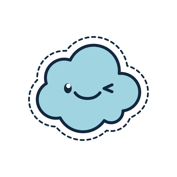 Kawaii cloud cartoon line fill style icon vector design — Διανυσματικό Αρχείο