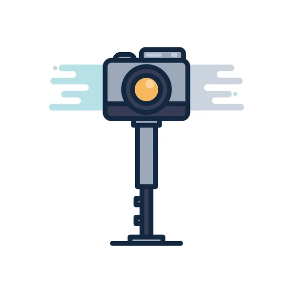 Camera over tripod line fill block style icon vector design — Stock Vector