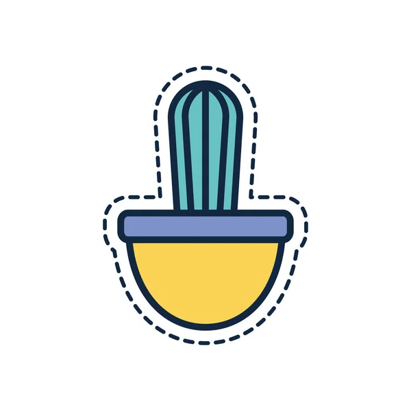 Isolated cactus inside pot line fill style icon vector design — 스톡 벡터